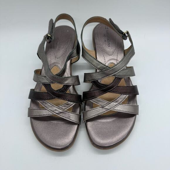 Naturalizer Cadence Metallic Strappy Sandal Bronze/Platinum 7.5 Comfort Office - Picture 5 of 12